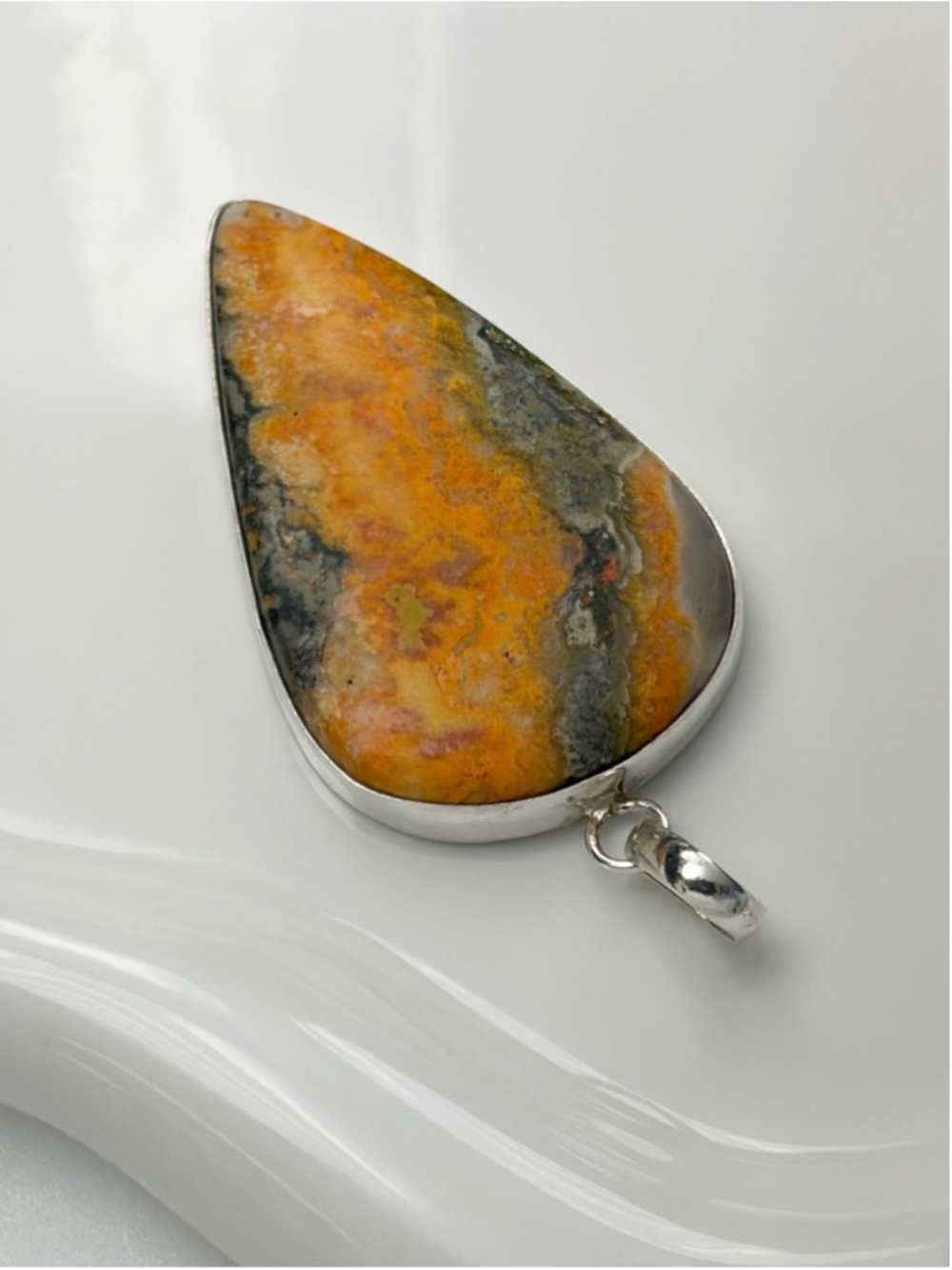 Sterling Silver 925 XL Bumble Bee Jasper Pendant Southwest Style Jewelry Set Lot - Picture 9 of 13